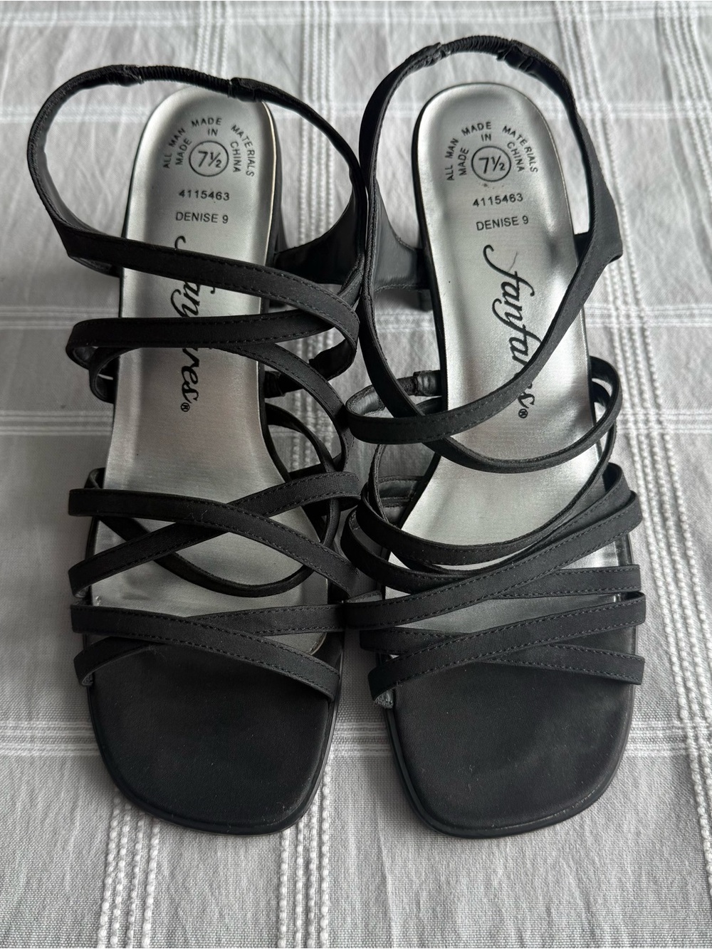 Fanfares Denise Black Strappy Heeled Sandals